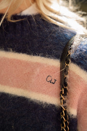 Navy & Pink Mohair Jumper