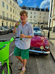 Green & Pink Corduroy Shorts