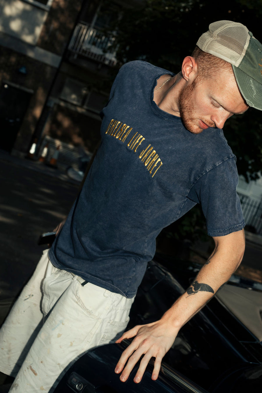 Washed Navy & Yellow T-Shirt