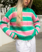 Green & Pink Mohair Jumper